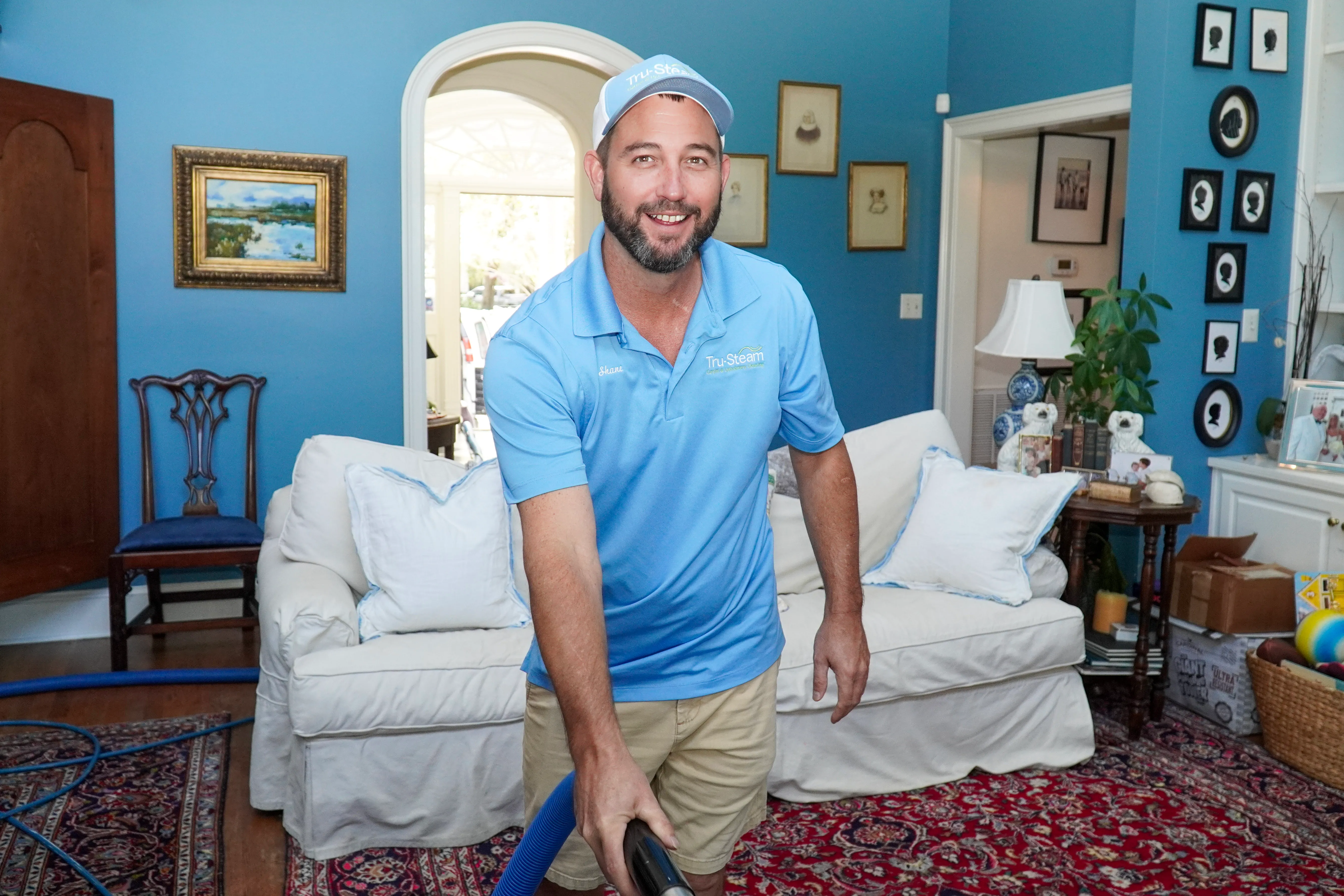 Professional water damage restoration in progress